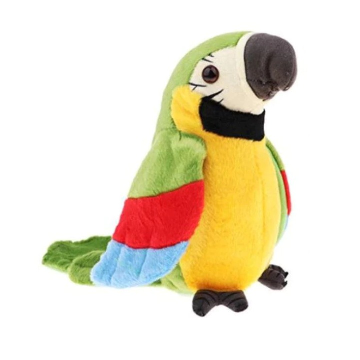 Jucarie interactiva, papagal vorbitor care repeta tot ce aude, isi misca aripile si corpul, distractie in familie