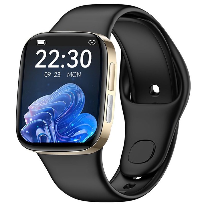 Ceas SmartWatch VICHEMA Tech®, 1.72 inch IPS HD+Full Touch Screen, Inteligent, Bluetooth, IP67, Fotografiere la Distanta, Asistent Vocal, test ECG, Monitorizare sanatate 24/7, 100+ Moduri sport, Notificari Aplicatii, Apeluri/SMS, Negru