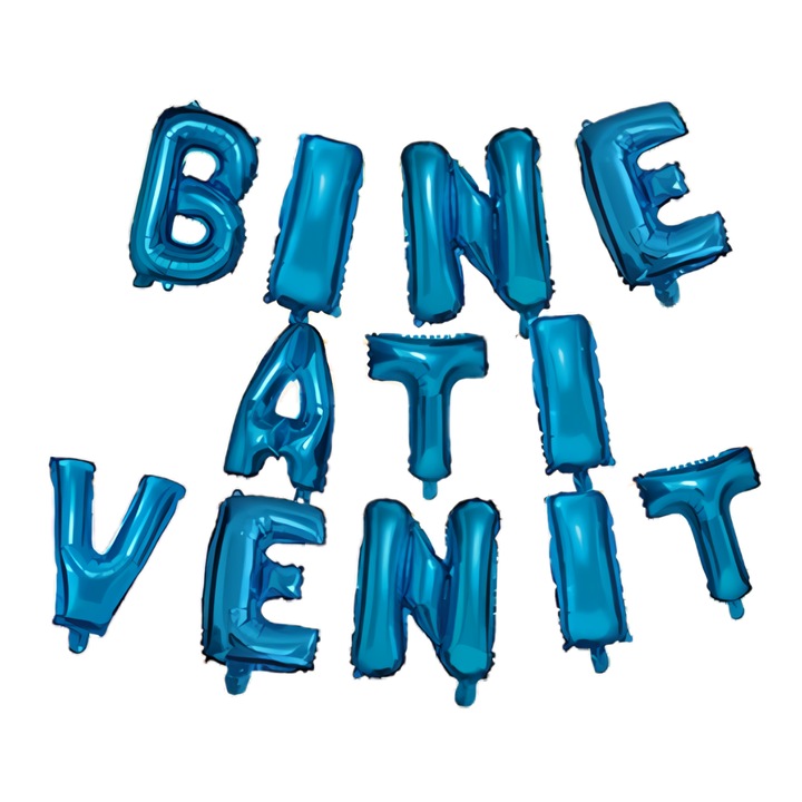 Baloane din folie metalizata, Selling Depot®, "BINE ATI VENIT", 6 m x 45 cm, albastre