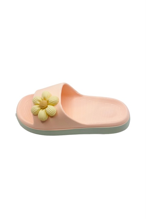 Papuci de dama, Tecos, imprimeu 3D floare, foarte usori, talpa anti-alunecare, Roz, 40-41