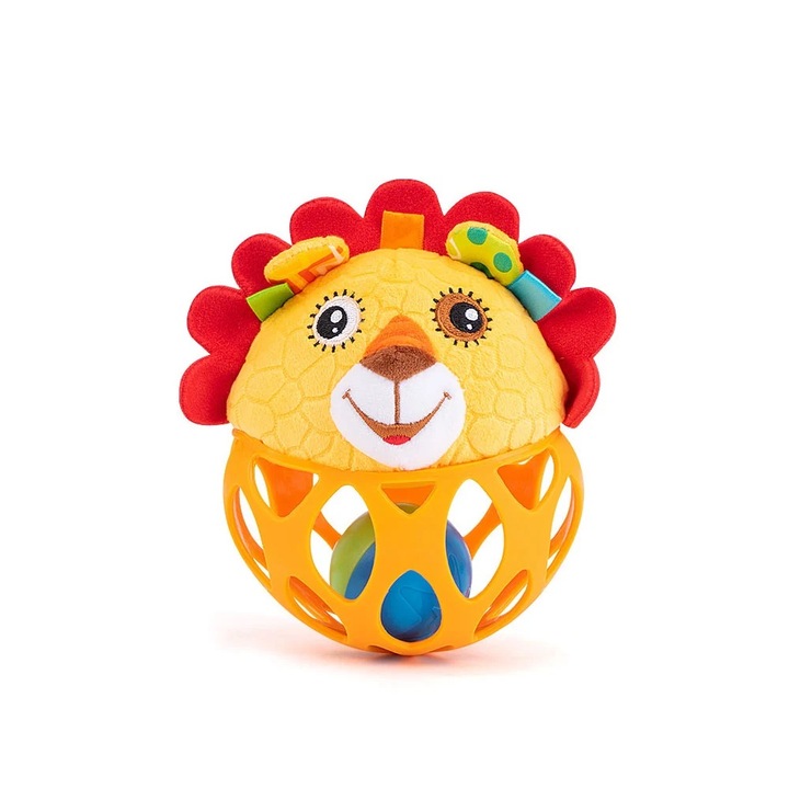 Érzékszervi labda, baba csörgő, Oroszlán, tarka, Toyska®