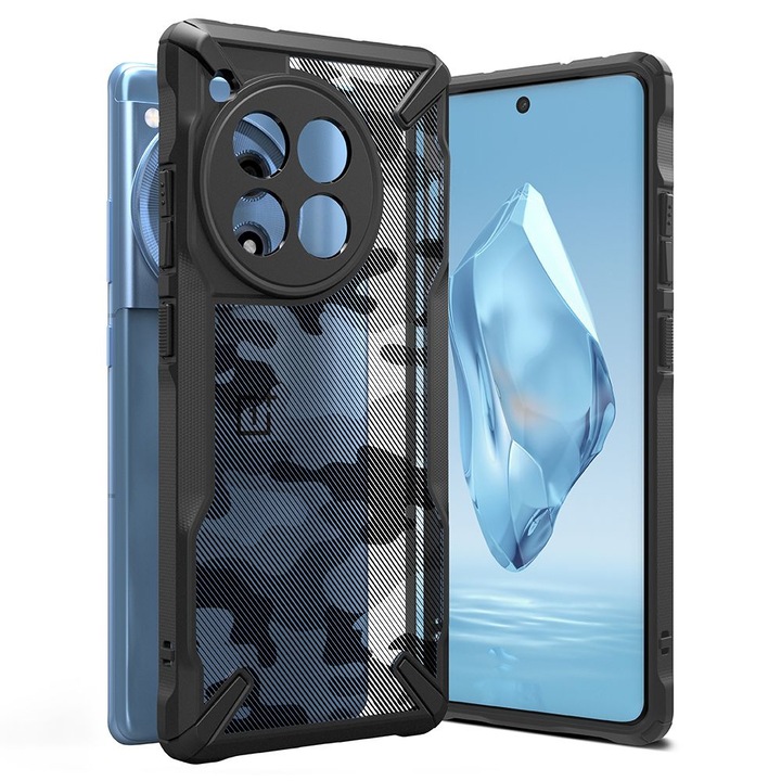 Husa Protectie pentru OnePlus 12R, Cipsir Urban, ru OnePlus 12R - Ringke Fusion X Design, A93, Lexgard, Camo Deep Dark