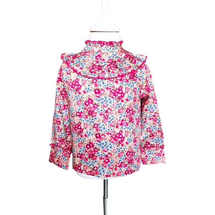 Camasa cu floricele, nuante de rosu, 4 ani, 104 cm