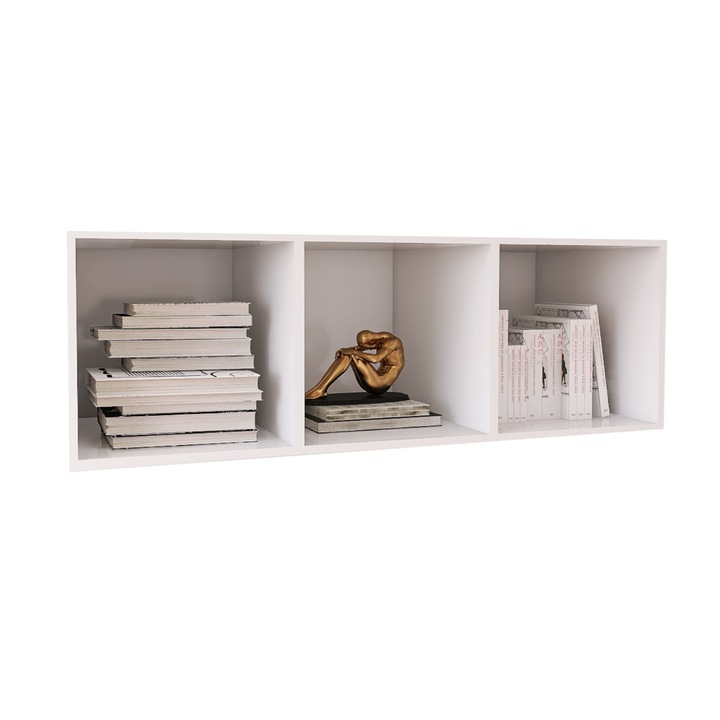 Etajera Suspendata 3 compartimente, PAL 18mm, Culoare Alb