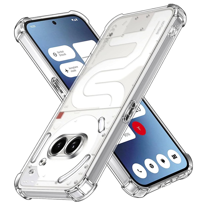 UIQ Удароустойчив защитен калъф за нищо телефон (2a), прецизни изрези, силикон, прозрачен
