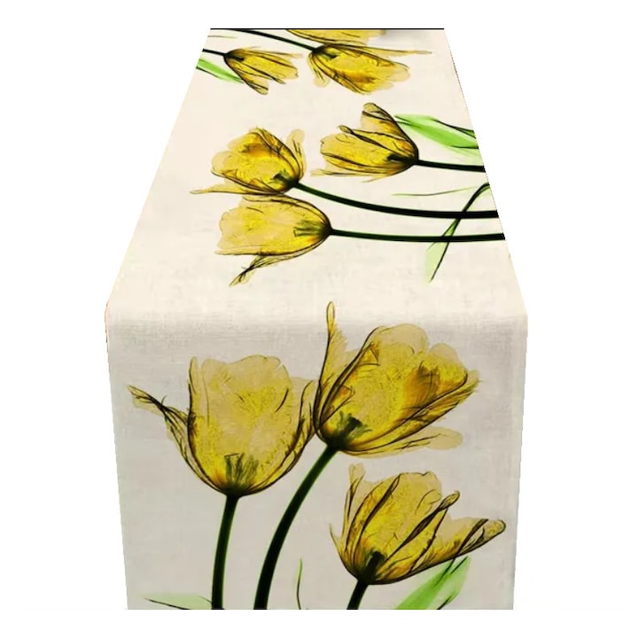 Fata de masa 100% in lalele galbene