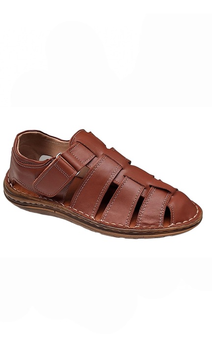 Sandale barbati casual din piele naturala - GKR73N, Maro