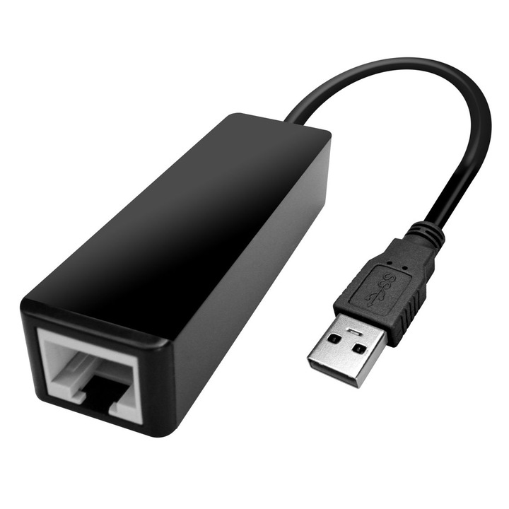 Мрежов адаптер, PowerTech, USB/Ethernet, 100 Mbps, 0.2 m, черен