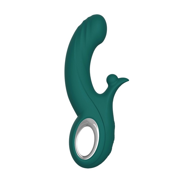 Еротична играчка Chisa Novelties Kissen Raider, Стимулатор за клитор и G-точка, Водоустойчива, Силикон, Зелена, Диаметър 4-4, 4см, Дължина 16-20см