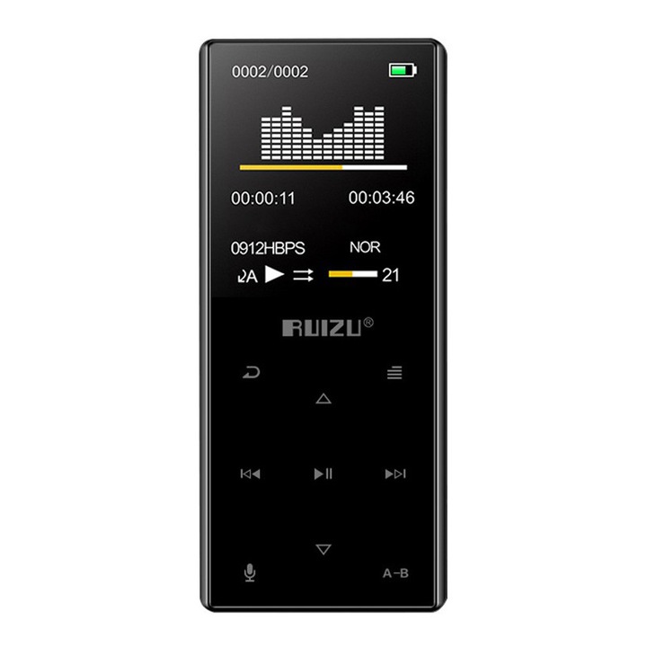MP3 Player Ruizu D29, 1.8 inch, 16GB, Bluetooth, Meniu in Greaca, Negru