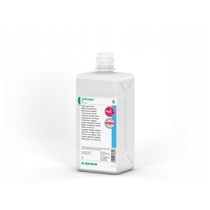 Hosszan tartó hidratáló és zsírtalanító emulzió, B.Braun, Softskin, könnyű, tisztító, érzékeny bőrre, 500 ml