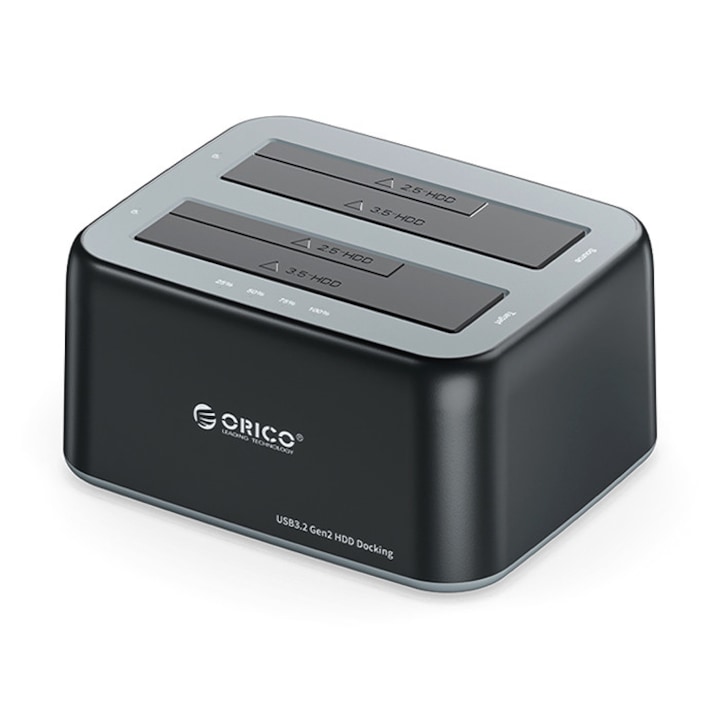 Докинг станция Orico, 2x HDD/SSD 2.5/3.5", 10Gbps, Черен