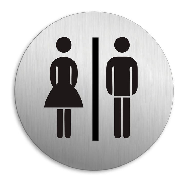 Placuta pentru usa WC, Seilflechter, autocolanta, aluminiu, 75mm