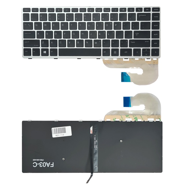Tastatura laptop, PVC, Iluminare, Compatibil cu Dell Inspiron, Negru