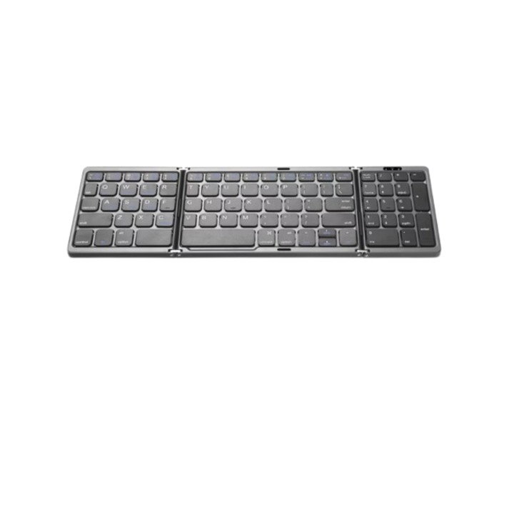 Tastatura Bluetooth pliabila MoKo, cu pad numeric, reincarcabila, compatibila cu Windows, iOS, Android, pentru tableta, smartphone, laptop, PC, gri si negru