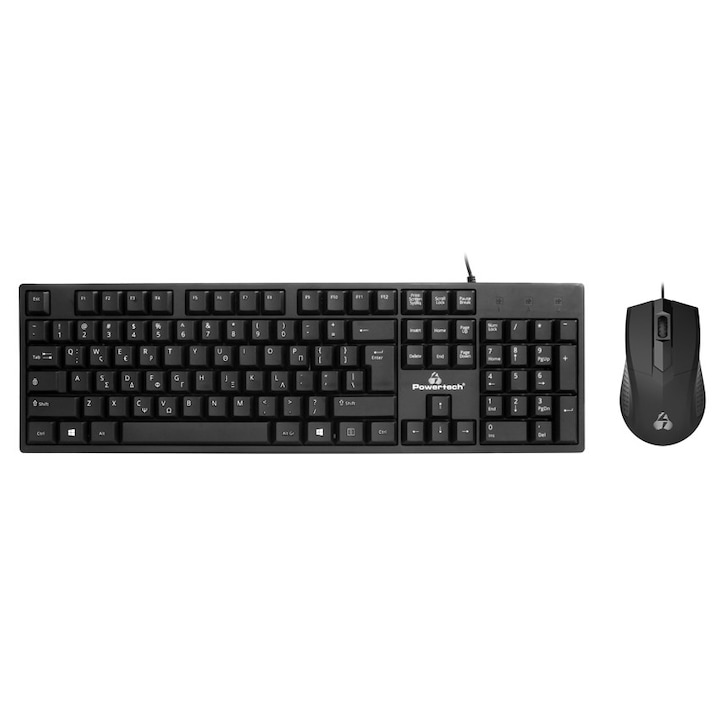 Set tastatura si mouse PowerTech PT-1075, wireless, 1000DPI, negru