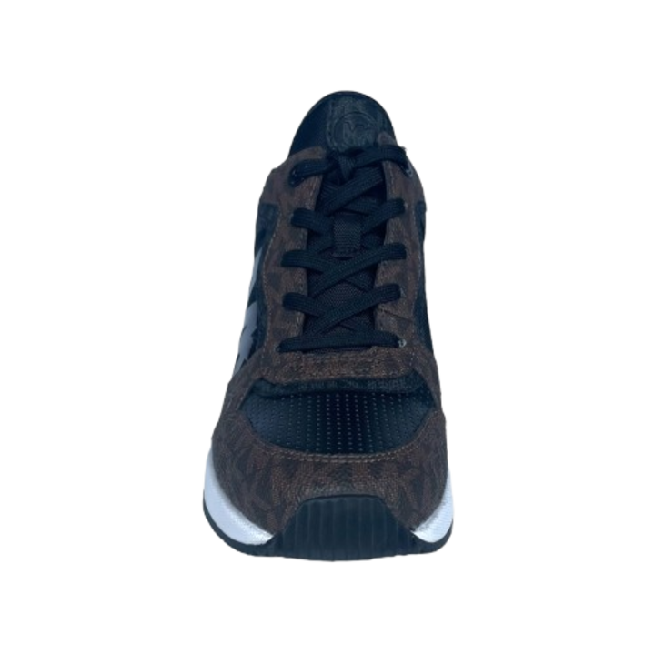 Michael Kors Crista Trainer cipő, fekete, barna MK Logós, Saffiano bőr, US6 36-os