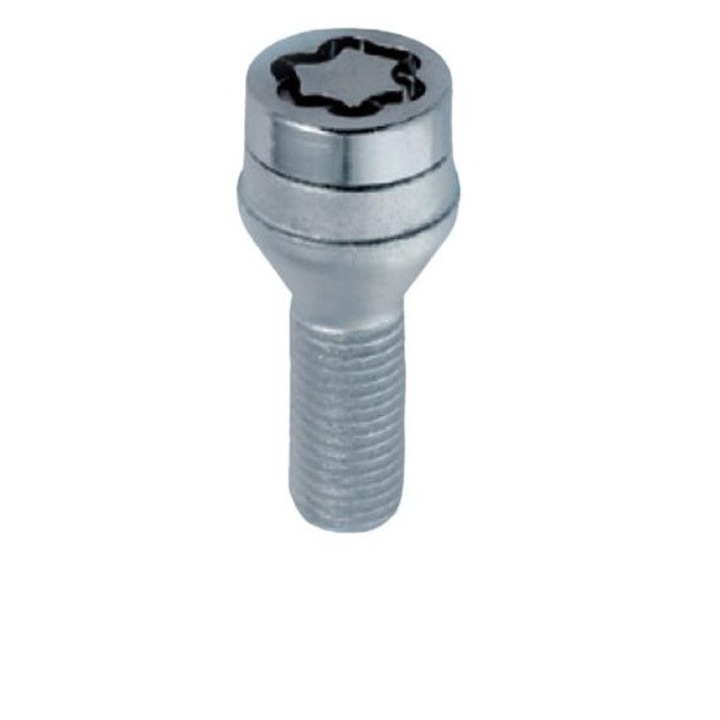 Set 4 prezoane antifurt, McGard, 12x1,25 35,6 mm, Conice, Negru/Argintiu