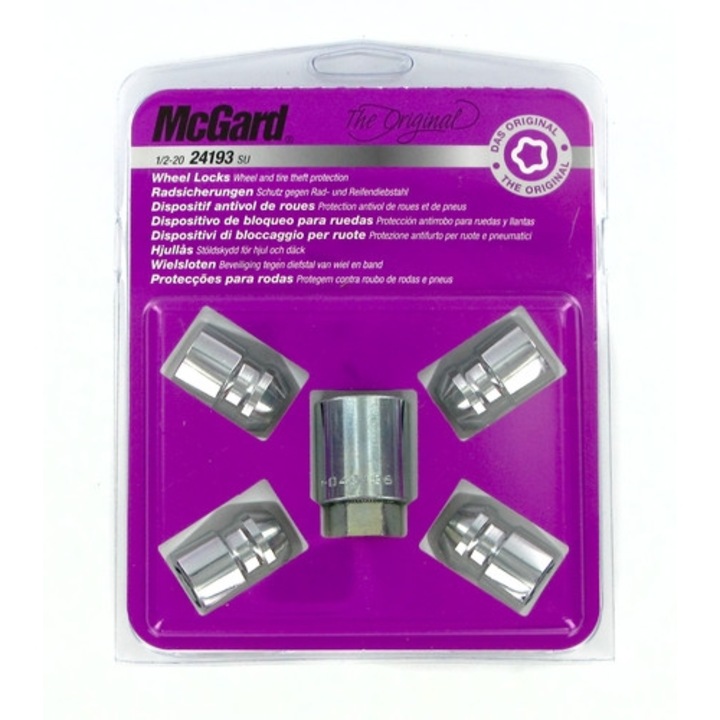 Prezoane antifurt, McGard, 1/2x20 32,5 mm, Argintiu