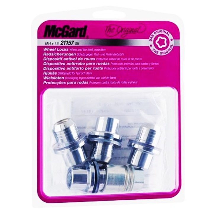 Set4 prezoane antifurt, McGard, 14x1,50 19,44/42,6 mm, Argintiu
