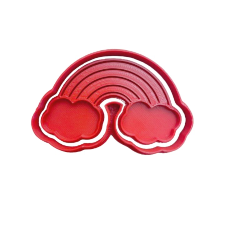 Forma pentru prajituri, biscuiti, fondant sau fursecuri cu gem si jeleu, Curcubeu, Printat 3D, 77x51x10 mm