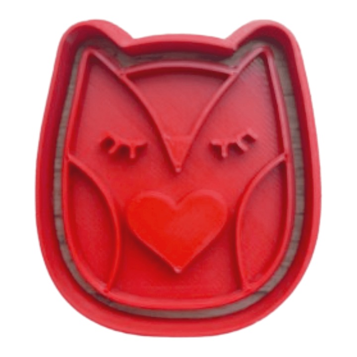 Forma pentru prajituri, biscuiti, fondant sau fursecuri cu gem si jeleu, Bufnita, Printat 3D, 51x56x10 mm