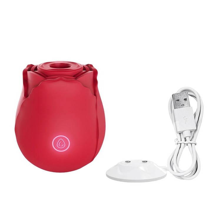 Вибратор за клитор Alwup във формата на роза, 10 честоти на засмукване, силикон, USB зареждане