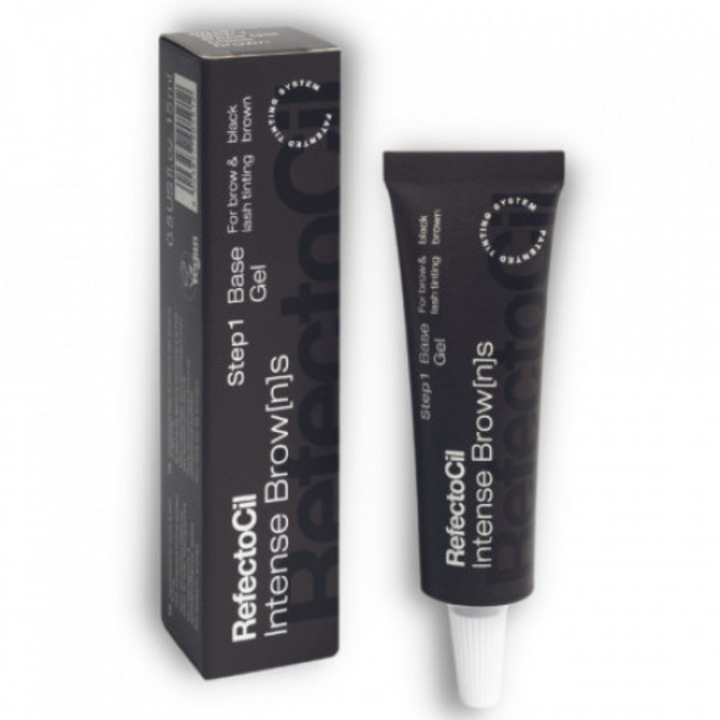 Vopsea maro negricios cu efect de henna pentru gene&sprancene RefectoCil Intense Brow[n]s Base Gel Step 1 - Black Brown 15ml