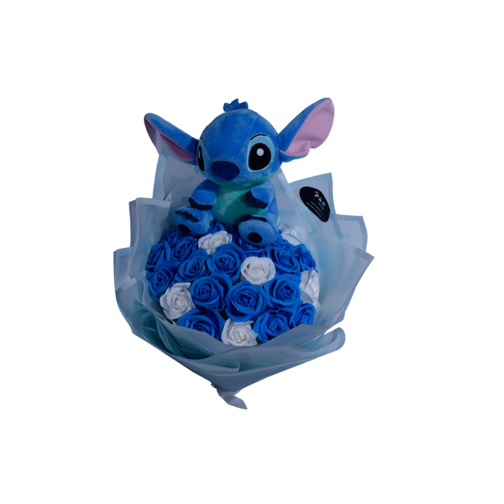 Букет от рози и Стич фигурка