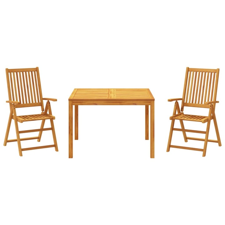 Set mobilier de gradina vidaXL, 3 piese, lemn masiv de acacia, 33.8 kg