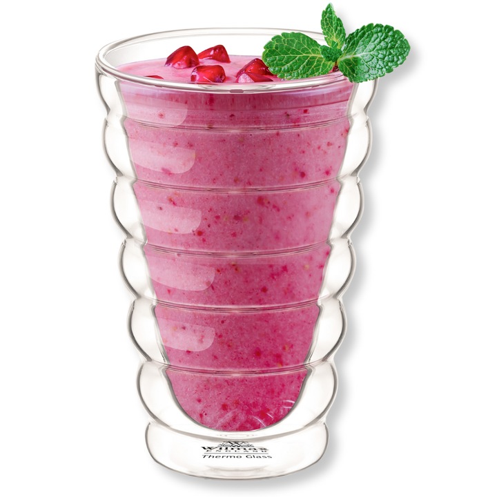 Pahar cafea, perete dublu, sticla termorezistenta, 400 ml, pentru ceai, cafea, Wilmax England