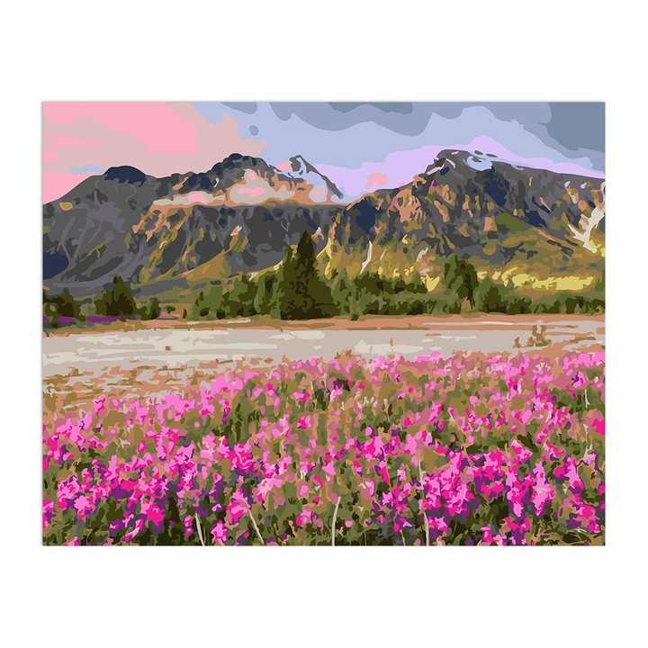 Set pictura pe numere, Nerd Hunters, Pentru baieti fete, Abilitati artistice, Anti-stres, Petrece timp de calitate, 1 x panza de bumbac numerotata, aplicata pe o rama de lemn, 1 x set de vopsea acrilica, 3 x pensule, Femeia Ascunsa, 40x50 cm