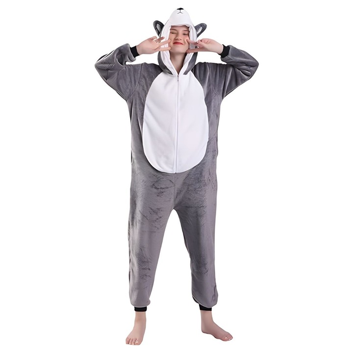 Kigurumi Onesie, darab, Fehér/Szürke