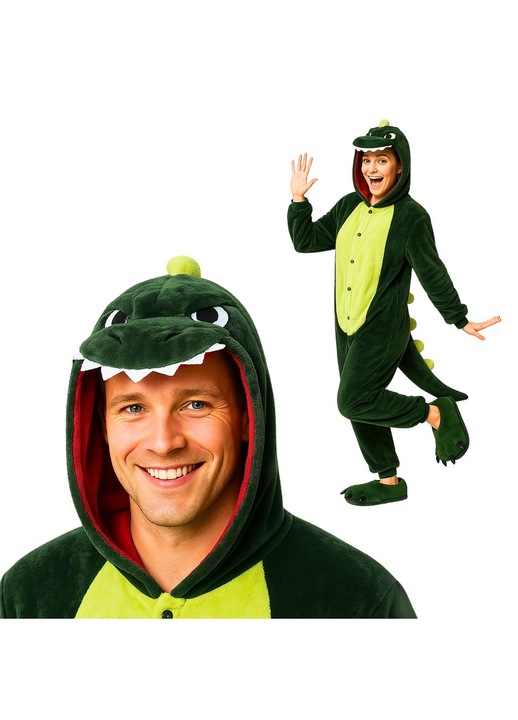 Kigurumi Onesie, Dinozaur, Verde/Bej