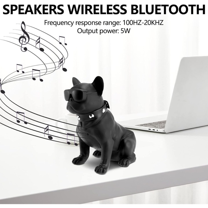 Boxa portabila wireless HD stereo, cu bluetooth, microfon, radio, tip Bulldog, varianta mare, negru