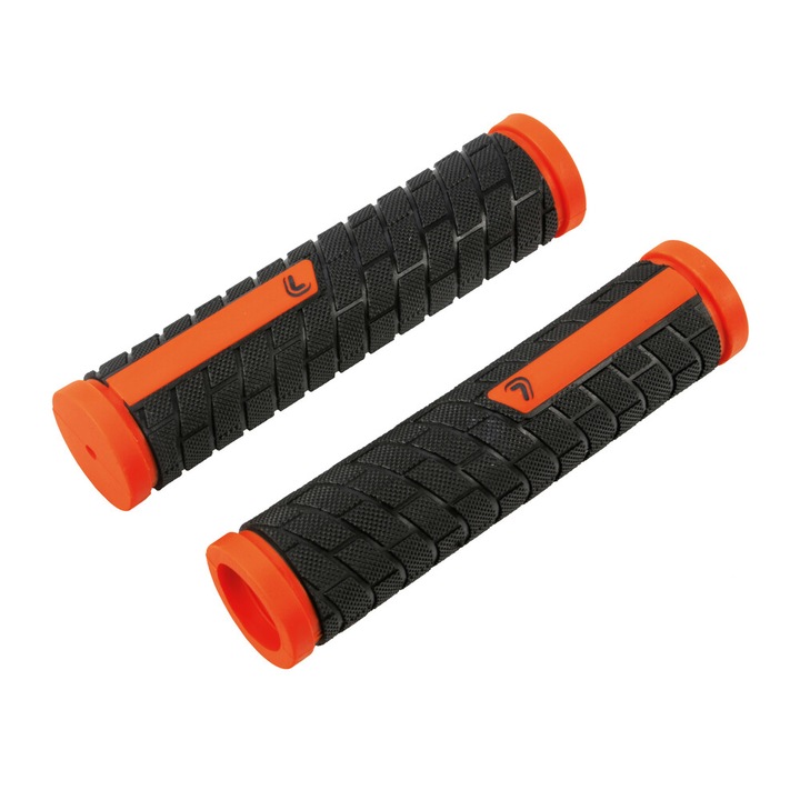 Set 2 manere pentru bicicleta, Lampa, TPE, Anti-vibratii, 130 mm, Negru / Portocaliu