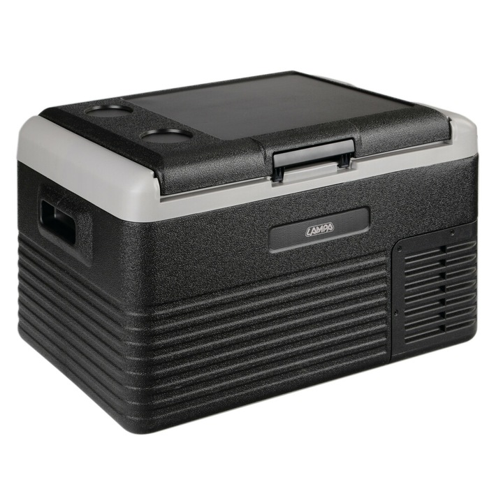 Frigider auto, Lampa FC-30, portabil, termostat digital, 30L, 12/24V+220V, gri