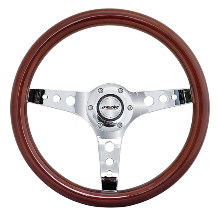 Volan auto Simoni Racing, Lemn/Crom, 350mm