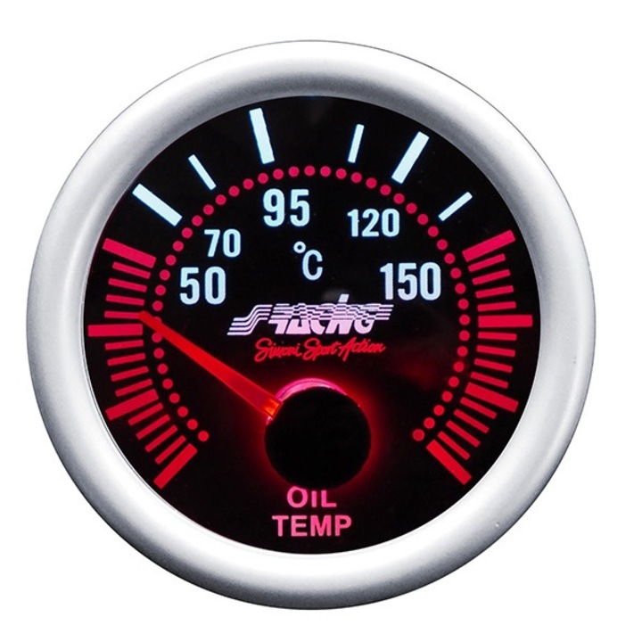 Indicator temperatura ulei Simoni Racing 52mm, negru, iluminare rosie
