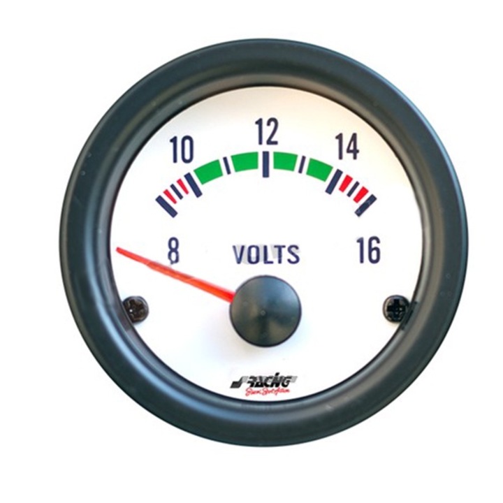 Voltmetru auto, Simoni Racing, Alb/Negru