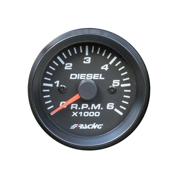 Tahometru auto Simoni Racing, 0-6000RPM, Lumina portocalie