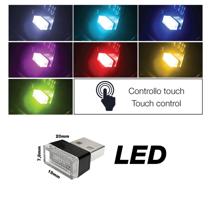Plafoniera LED Simoni Racing, 7 culori, plastic, 20x15x7.8cm, set