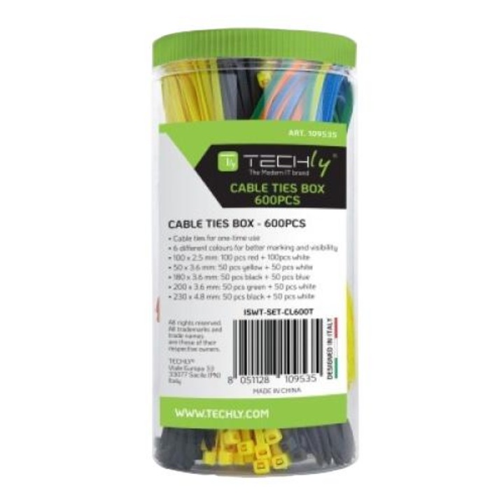 Set coliere prindere Techly ISWT-SET-CL600T, multicolor, 100x2.5mm, 150x3.6mm, 200x3.6mm