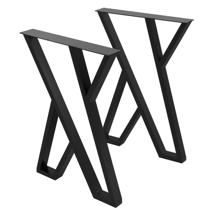 Комплект от 2 X-образни крака за маса, ML-Design, черни, стомана, 50 x 5 x 71 см, универсална употреба, бързо сглобяване