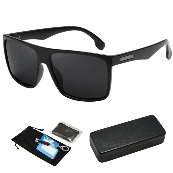 Ochelari de Soare Polarizati, HIPOLAR ®, Clasa 3, Lentila Neagra HD16, UV400, cu Carcasa Antisoc