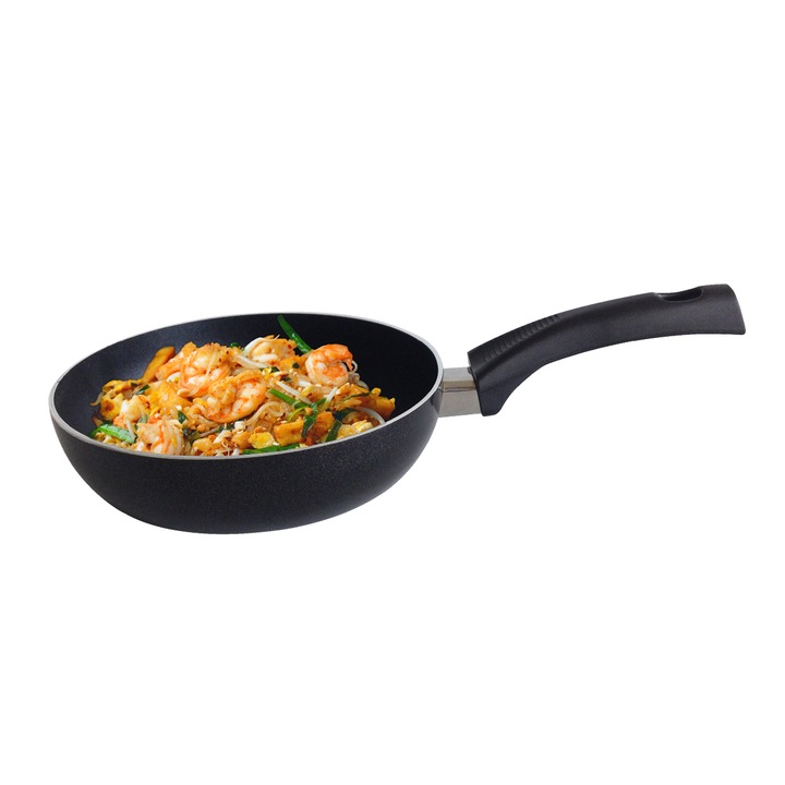 Tigaie inalta din aluminiu, 20 cm, Negru