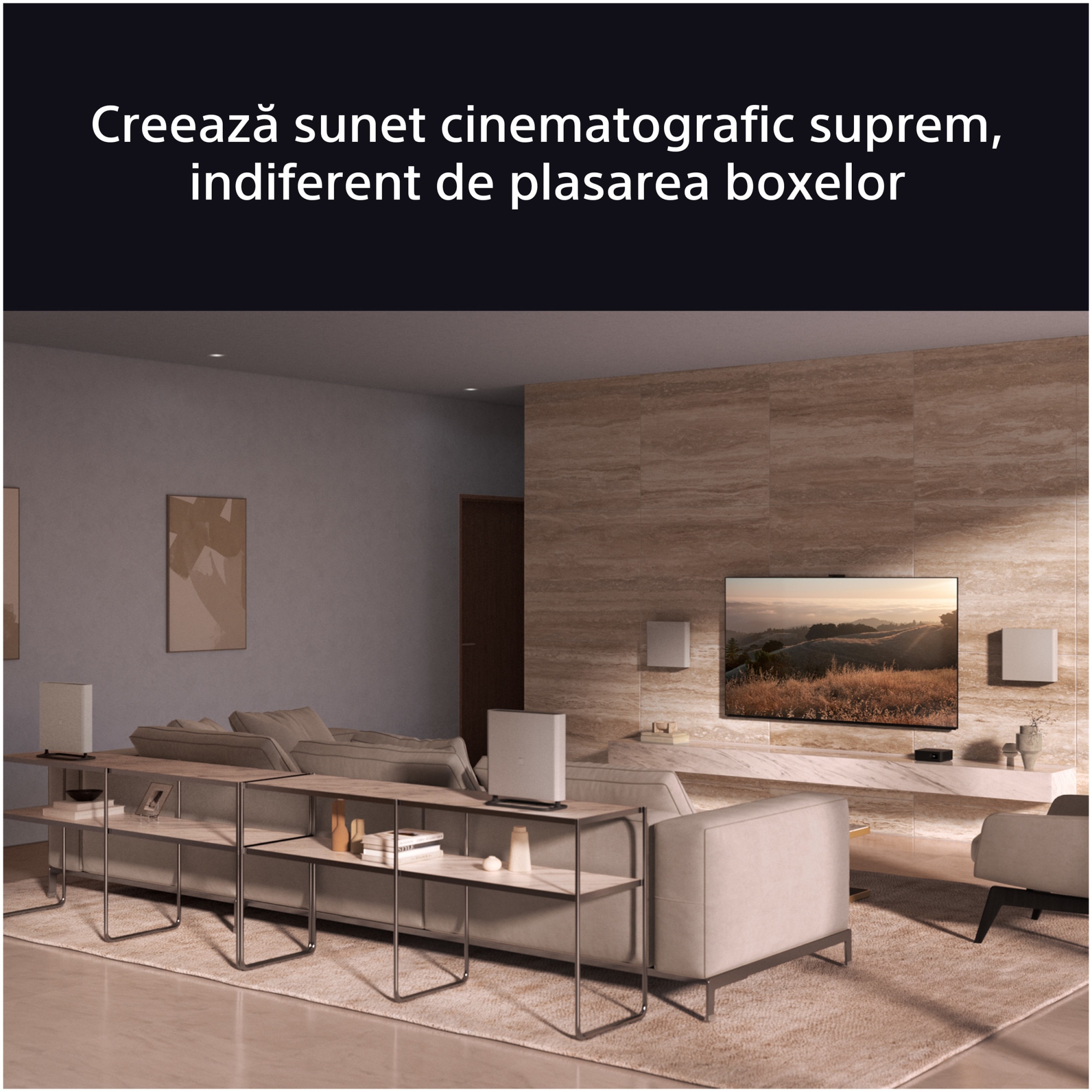 Sistem Home Theatre Sony BRAVIA Theatre Quad HT-A9M2, 4.0.4ch, 504W, Wi-Fi, Bluetooth, 360 Spatial Sound Mapping, Dolby Atmos, Gri