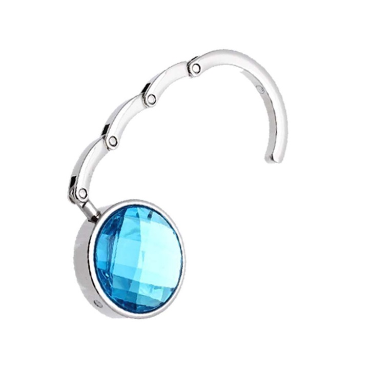 Carlig pentru geanta de mana, umeras de masa rotunda din otel, portabil de birou, albastru, 9 cm, dalimag