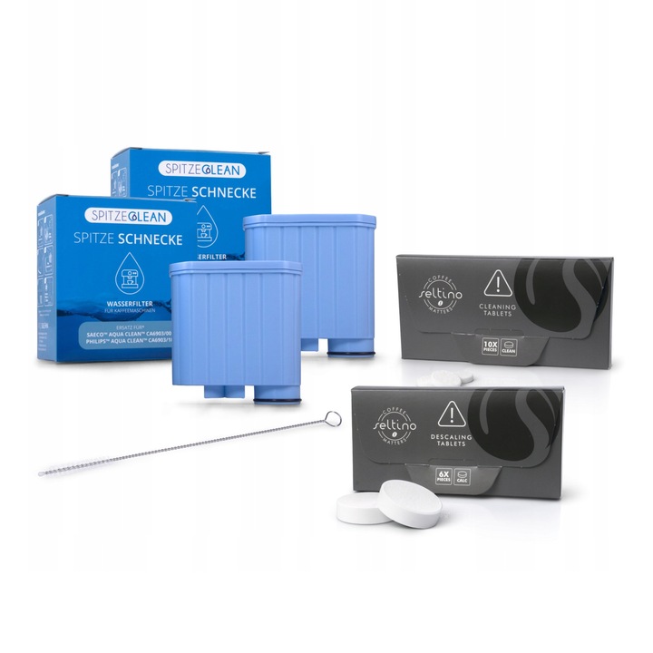 Set de 2 filtre pentru masina de cafea espresso, Spitze CLEAN, de schimb Saeco Philips CA6903, cu 20 de tablete, alb/albastru