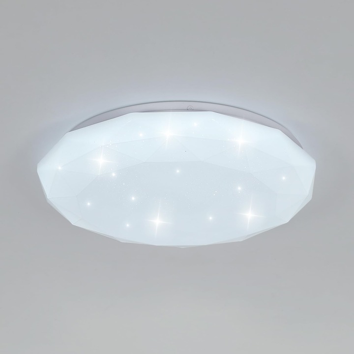 Plafoniera Cu Led-uri, Goeco, Diamond Star33 cm, Alb 6000K, 24W 220V